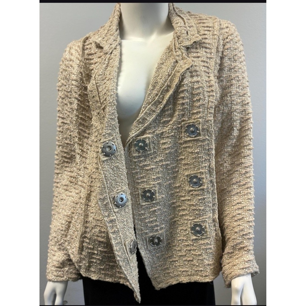Cabi‎ Women Beige Textured Boucle Blazer Double Breasted Snap Jacket Size M - Picture 7 of 11
